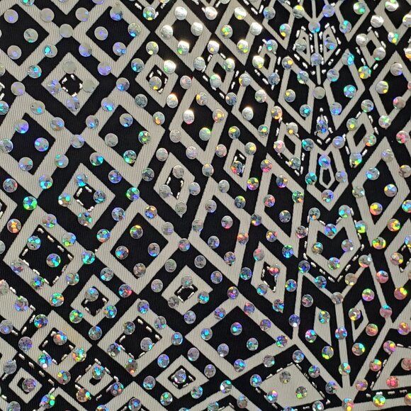 Fashion Bug Size 22 24 Top Mirror Ball Flashy Sequin Geometric Stretch Party - Picture 10 of 14